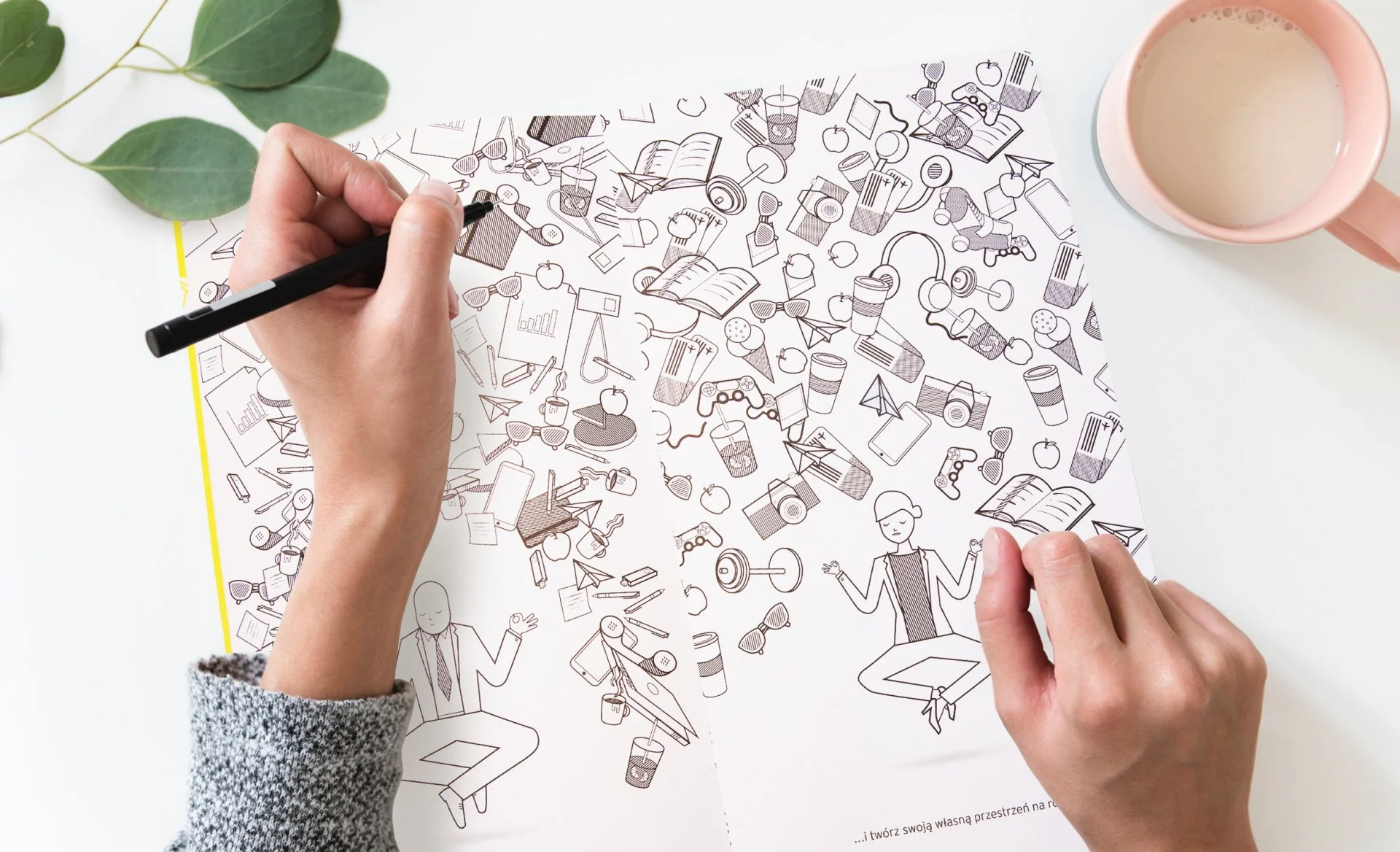 EY illustration — colouring book / internal newspaper artwork