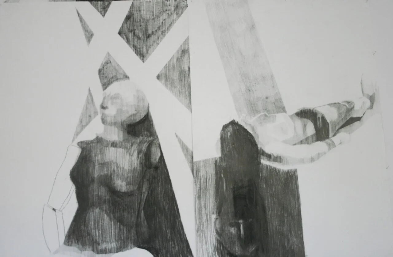 Personification of shadow — graphite drawing 4